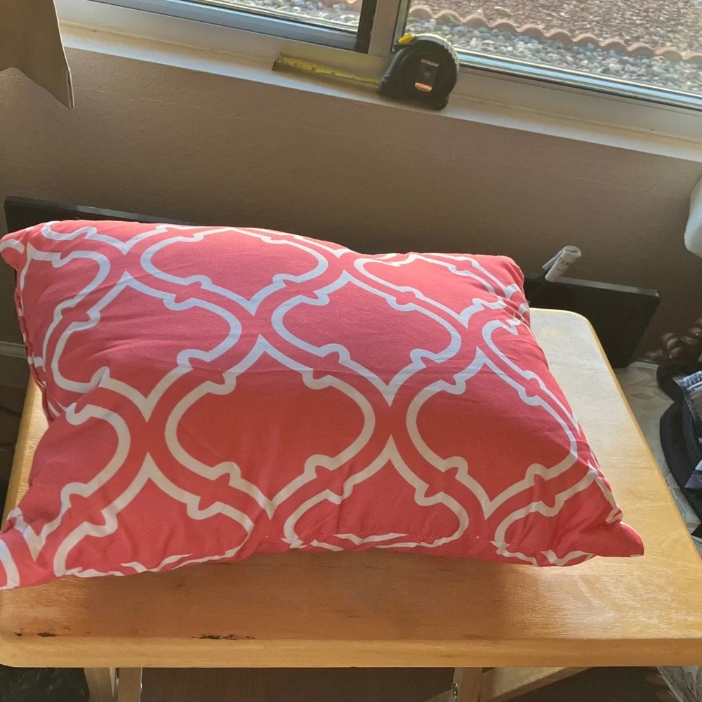 Orange and White Decorative Pillow